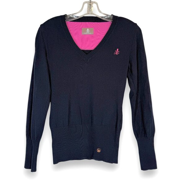 Fior Da Liso Equestrian Riding Sweater XS Size 34 Blue V-Neck Horse - Picture 1 of 11